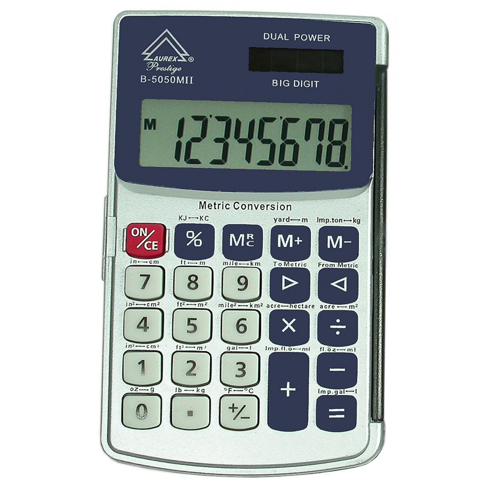 Dual Power Hard Case Handheld Calculator - AUR-B5050MII