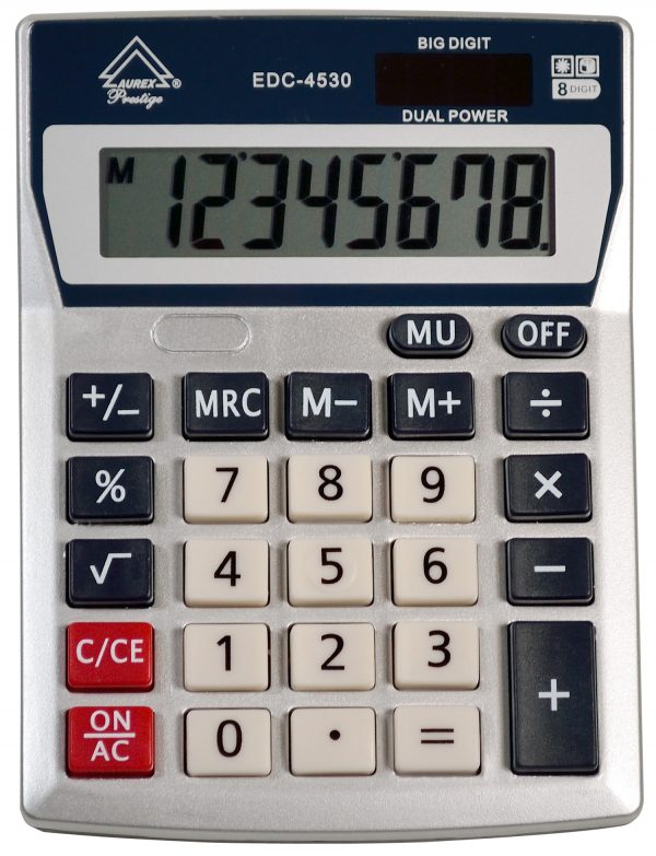 Dual Power Fixed Angled Display Handheld Calculator - AUR- EDC4530